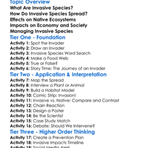 Invasive Species Effects Worksheet Activity Booklet