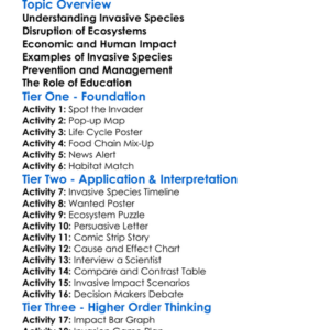 Invasive Species Impact Worksheet Activity Booklet