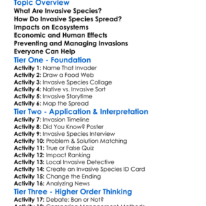 Invasive Species Worksheet Activity Booklet
