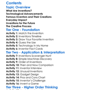 Inventions And Technological Advancements Worksheet Activity Booklet