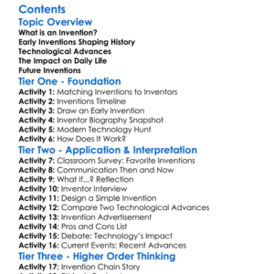 Inventions And Technological Advances Worksheet Activity Booklet