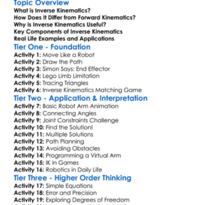 Inverse Kinematics Worksheet Activity Booklet