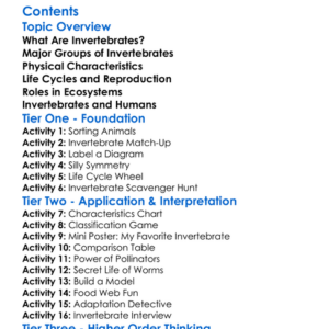 Invertebrates And Their Characteristics Worksheet Activity Booklet