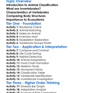 Invertebrates And Vertebrates Worksheet Activity Booklet