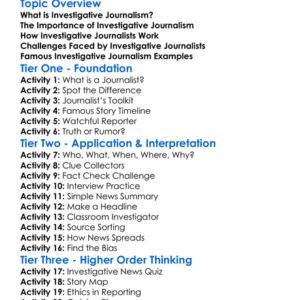 Investigative Journalism Worksheet Activity Booklet