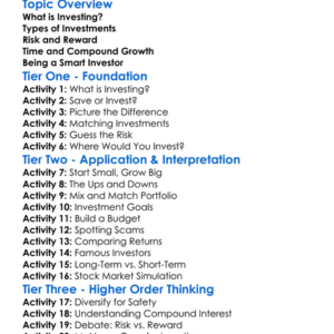 Investing Fundamentals Worksheet Activity Booklet