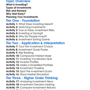 Investing Introduction Worksheet Activity Booklet