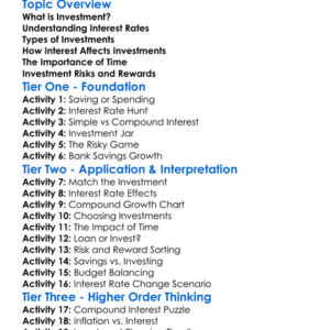Investment And Interest Rates Worksheet Activity Booklet