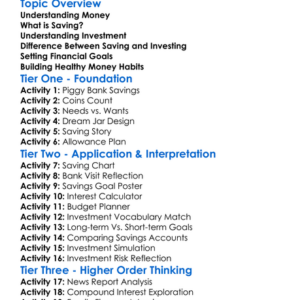 Investment And Saving Worksheet Activity Booklet