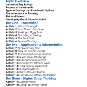 Investment And Savings Worksheet Activity Booklet