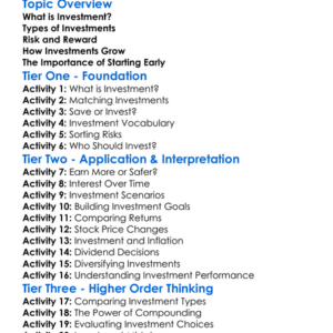Investment Concepts Worksheet Activity Booklet