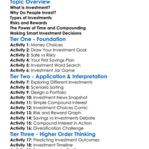 Investment Fundamentals Worksheet Activity Booklet