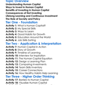 Investment In Human Capital Worksheet Activity Booklet