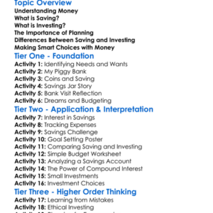 Investments And Savings Worksheet Activity Booklet