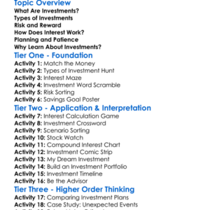 Investments Basics Worksheet Activity Booklet