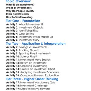 Investments Fundamentals Worksheet Activity Booklet