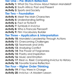 Invictus Worksheet Activity Booklet