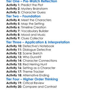 Invitation To A Murder 2023 Worksheet Activity Booklet