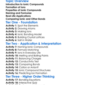 Ionic Compounds Worksheet Activity Booklet