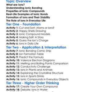 Ions And Ionic Bonding Worksheet Activity Booklet