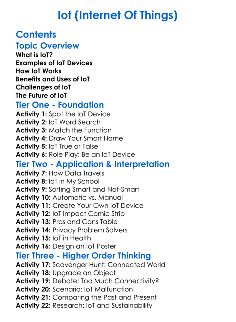 Iot Internet Of Things Worksheet Activity Booklet