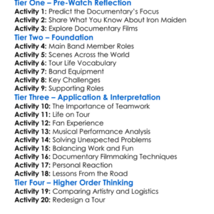 Iron Maiden Behind The Beast 2012 Worksheet Activity Booklet