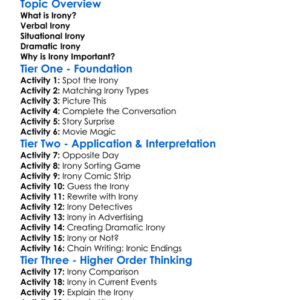 Irony Types Worksheet Activity Booklet