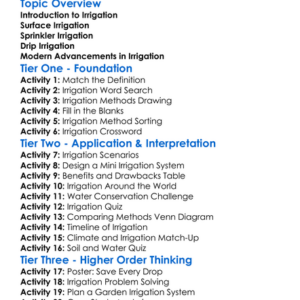 Irrigation Methods Worksheet Activity Booklet