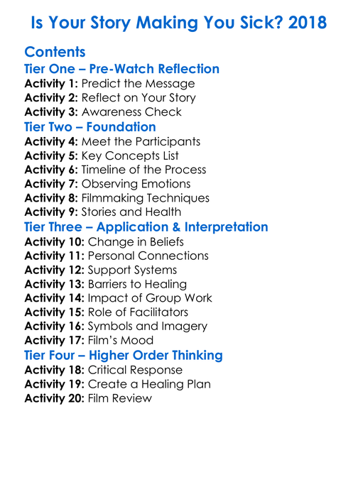 Is Your Story Making You Sick 2018 Worksheet Activity Booklet