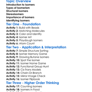 Isomers Worksheet Activity Booklet
