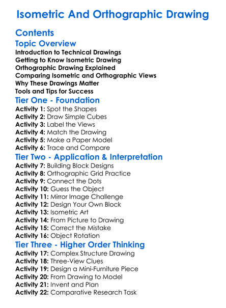 Isometric And Orthographic Drawing Worksheet Activity Booklet