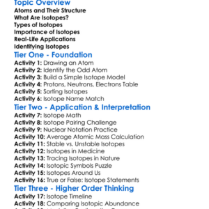 Isotopes Worksheet Activity Booklet