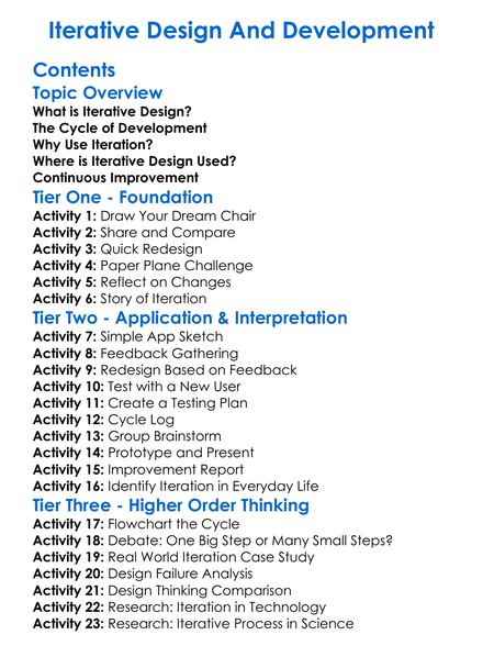 Iterative Design And Development Worksheet Activity Booklet