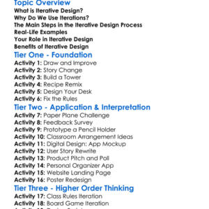Iterative Design Process Worksheet Activity Booklet