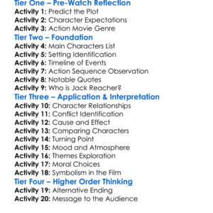 Jack Reacher Never Go Back 2016 Worksheet Activity Booklet