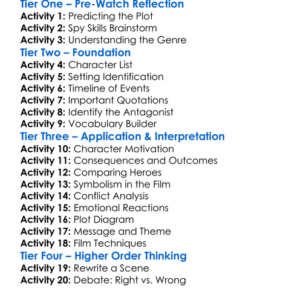Jack Ryan Shadow Recruit 2014 Worksheet Activity Booklet