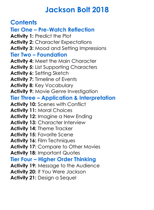 Jackson Bolt 2018 Worksheet Activity Booklet