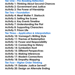 Jailbird Kurt Vonnegut Worksheet Activity Booklet