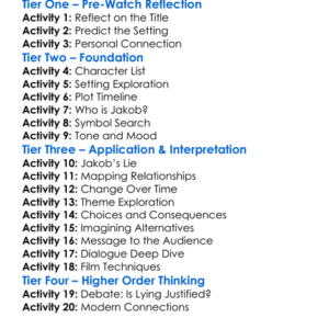 Jakob The Liar 1999 Worksheet Activity Booklet