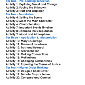 Jamaica Inn Daphne Du Maurier Worksheet Activity Booklet