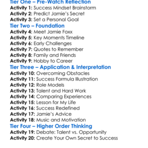 Jamie Foxx Secret To Success 2022 Worksheet Activity Booklet