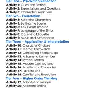 Jane Austens Period Drama 2024 Worksheet Activity Booklet