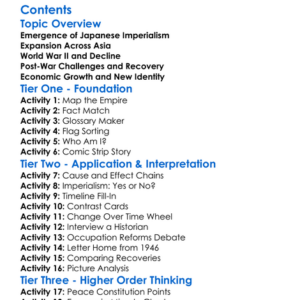 Japanese Imperialism And Post-War Recovery Worksheet Activity Booklet