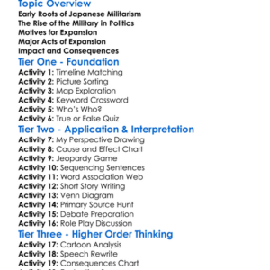 Japanese Militarism And Expansion Worksheet Activity Booklet