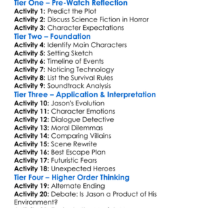 Jason X 2001 Worksheet Activity Booklet