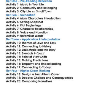 Jazz Toni Morrison Worksheet Activity Booklet