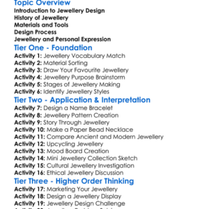 Jewellery Design Worksheet Activity Booklet