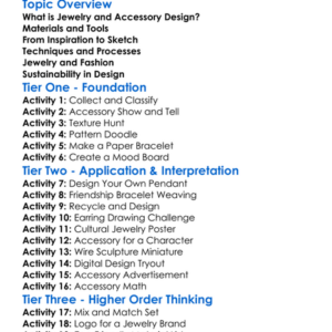 Jewelry And Accessory Design Worksheet Activity Booklet