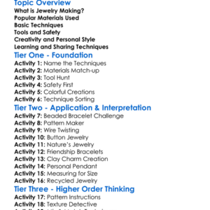 Jewelry Making Techniques Worksheet Activity Booklet