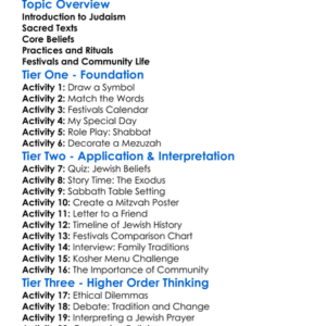 Jewish Beliefs And Practices Worksheet Activity Booklet